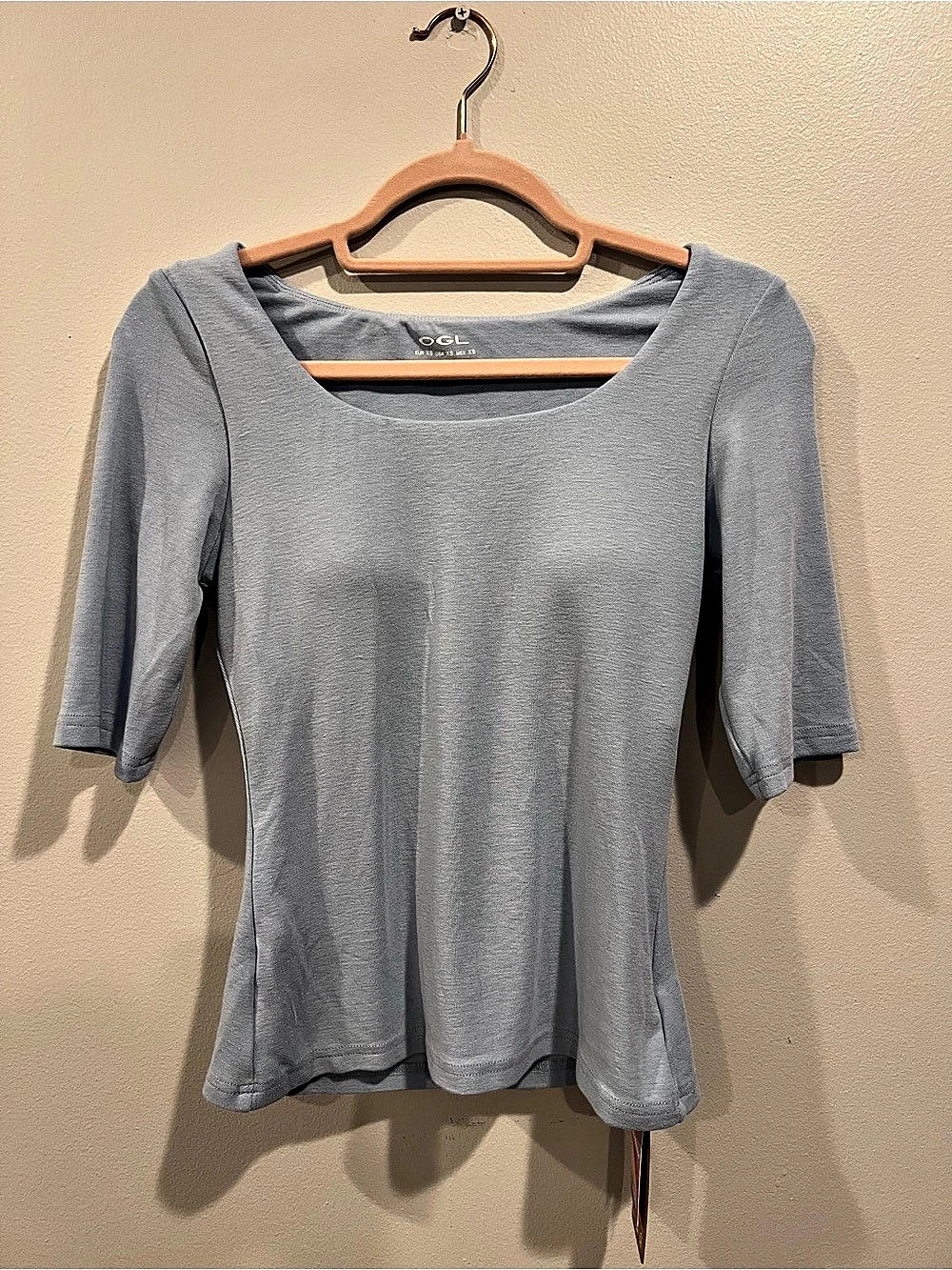 OGL Eco-Mousse Square Neck Elbow Length Sleeve Brami Sleeve Brami Light Blue XS